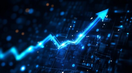 Visualize business growth with a stunning upward trend arrow representing success, progress, and positive financial performance in a modern, dynamic style