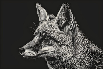 Obraz premium Vintage Engraved Fox Head Portrait in 19th-Century Scientific Illustration Style