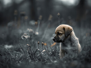 A pessimistic puppy, alone and abandoned.