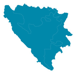 bosnia and herzegovina Map Silhouette Vector | Editable Blue Outline
