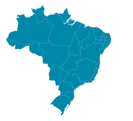 Obraz premium brazil Map Silhouette Vector | Editable Blue Outline