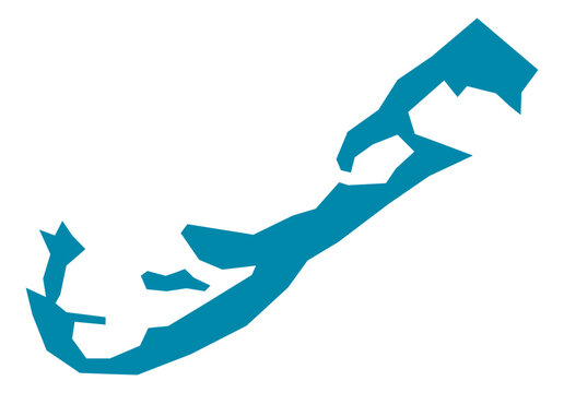 bermuda Map Silhouette Vector | Editable Blue Outline