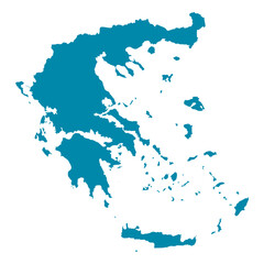 Fototapeta premium Greece Map Silhouette Vector | Editable Blue Outline