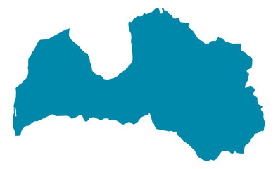 Fototapeta premium Latvia Map Silhouette Vector | Editable Blue Outline