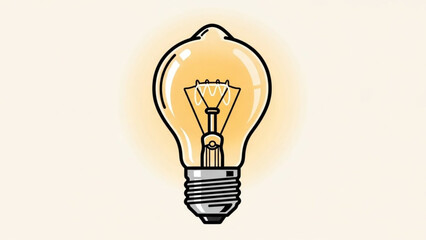 Vintage light bulb illustration vector graphic for energy and ideas concept design with glowing filament 100 character