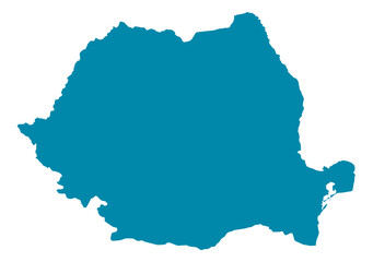 Romania Map Silhouette Vector | Editable Blue Outline