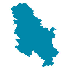 Serbia Map Silhouette Vector | Editable Blue Outline