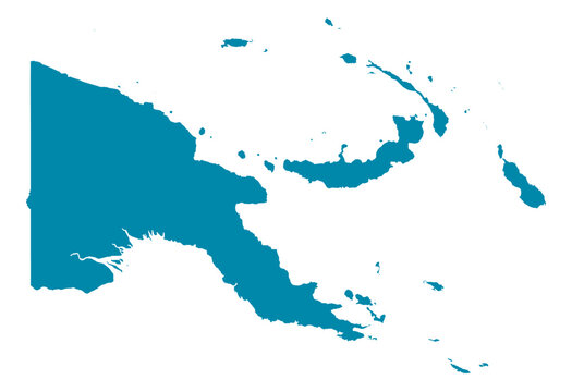 Papua New Guinea Map Silhouette Vector | Editable Blue Outline