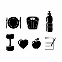 silhouette vector design concept for diet with white background