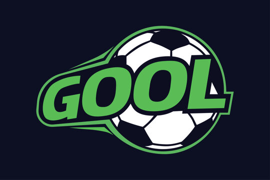 Gool text wrapped around soccer ball for football team emblem concept