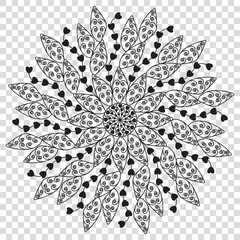 Love mandala illustration, intricate floral patterns for coloring, and creative design projects, vector design