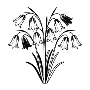 Beautiful bluebell flowers vector composition with soft pastel tones and intricate petal details