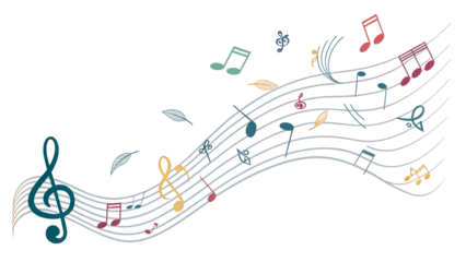 Vector flying notes isolated on white background