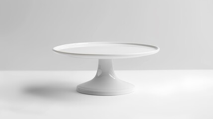 white cake stand, product photography, white background, studio lighting, front view, minimalist style,