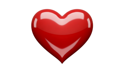Glossy red heart icon isolated on transparent background