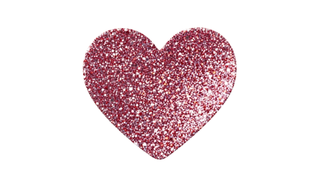 Glittery pink heart shape isolated on transparent background