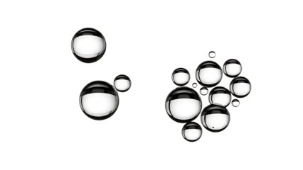 Cluster of clear water or air bubbles isolated on transparent background
