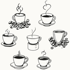 Minimalist cafe badges sketch illustration vector