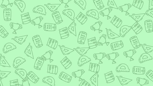 Seamless pattern with math doodles on green background. Ideal for educational materials, stationery, textiles, and digital designs.
