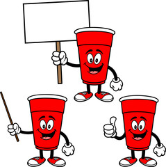 Party Cup Mascot Set 01, Hand Drawn illustrations of Party Cup Mascots in various poses.