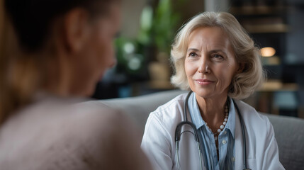 Professional social worker conducting home visit consultation with senior client compassionate care discussion community support services elderly assistance program social