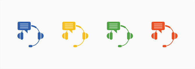 Customer Service-Solid Blue Color Icon Set Color Multiple Style Collection Element For Design