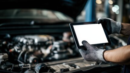 Auto Mechanic Tablet Mockup – Car Diagnostic Service Scene