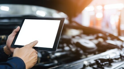 Auto Mechanic Tablet Mockup – Car Diagnostic Service Scene