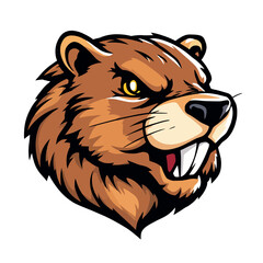 Vsai aggressive beaver mascot illustration snarling with fierce expression