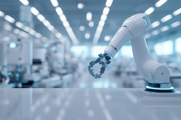 Industrial Automation Concept – Robotic Arm With Wide Empty Space for Commercial Layout