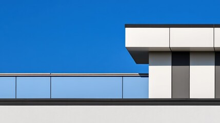 Modern Architectural Detail Against a Clear Blue Sky