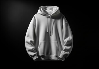 Modern blank white hoodie sweater isolated on a dramatic black background