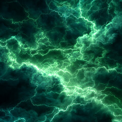 Fototapeta premium An abstract background of green and black clouds with lightning strikes across it