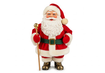 Fototapeta premium Santa Claus figure with staff and golden boots Christmas