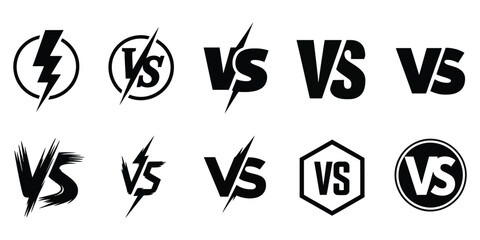 Battle VS Icon Set, a dynamic vector collection featuring stylized letters, duel graphics, competitive match symbols, and bold versus elements designed for gaming interfaces and tournament branding. © MDSAIDUR
