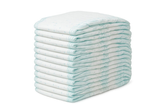 Stack of disposable baby diapers for childcare, hygiene products for infants, parents purchasing essentials