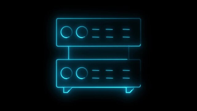 glowing neon server minimalist stroke animation 4k