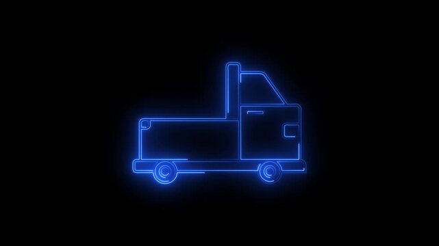 glowing neon pick up truck minimalist stroke animation