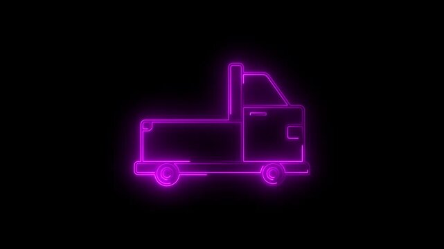 glowing neon pick up truck minimalist stroke animation