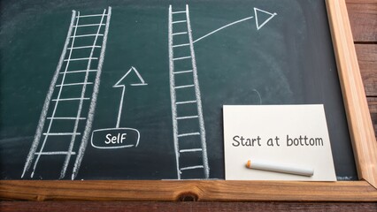Chalkboard sketch of ladder representing personal growth