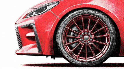 Red sports car close-up wheel detail