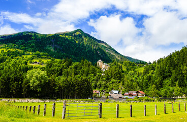 View of the landscape in Carinthia. Nature in Austria
