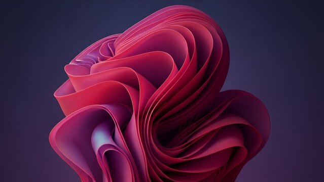 Abstract swirling fluid forms in shades of pink and purple, digital art - Powered by Adobe