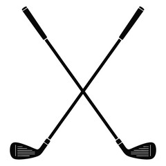 Classic Crossed Golf Clubs, a clean vector illustration featuring traditional golf club design, ideal for sports branding, golf course logos, tournament graphics, and leisure activity themes