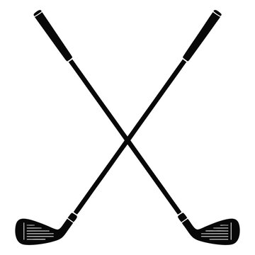Classic Crossed Golf Clubs, a clean vector illustration featuring traditional golf club design, ideal for sports branding, golf course logos, tournament graphics, and leisure activity themes