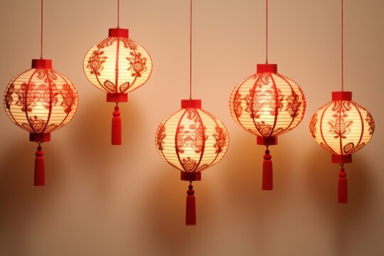Red lanterns pattern lamp chinese lantern.