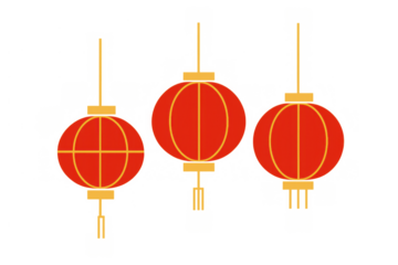 Chinese lanterns hanging, celebrating lunar new year, traditional asian festival decoration, red and gold symbols