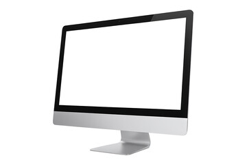 Modern computer monitor with blank screen, sleek design, isolated on white background