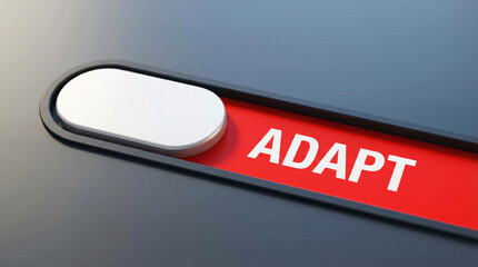 Adapt word on red toggle switch, adaptability, change management and flexible mindset motivation concept background.