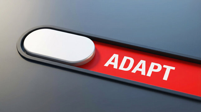 Adapt word on red toggle switch, adaptability, change management and flexible mindset motivation concept background.